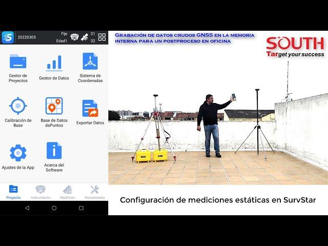 13.- SOUTH SurvStar - Configuración de mediciones estáticas