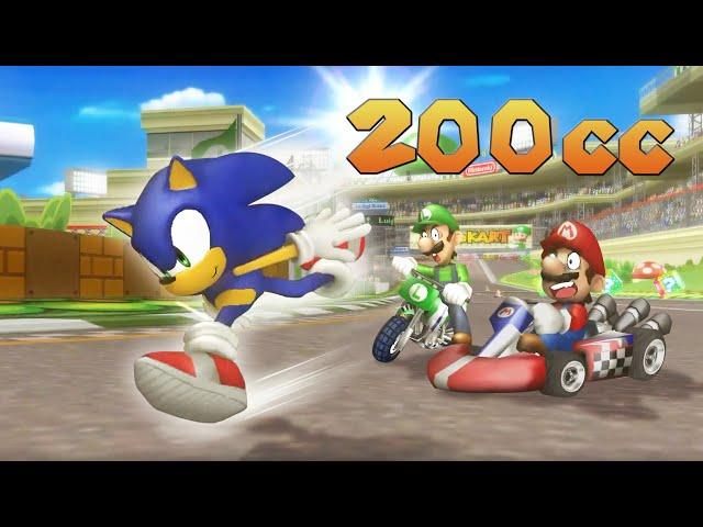 Sonic in Mario Kart Wii on 200cc (Mushroom Cup)