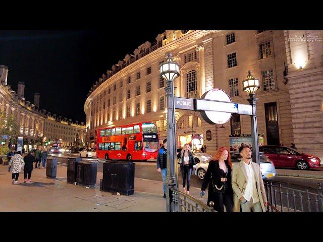 London at Night - Regent Street, Oxford Street Night Walk | London Night Walking Tour [4K]