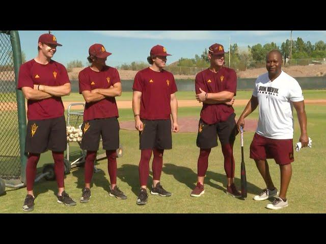 Nigel Burton takes on ASU baseball in home run derby action