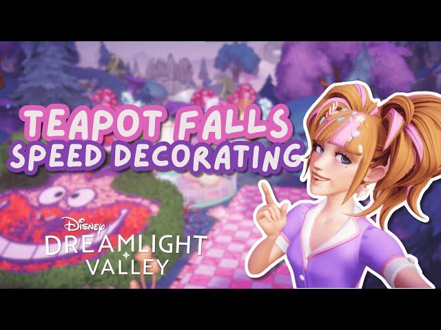 TEAPOT FALLS SPEED DECORATING   // Storybook Vale // Disney Dreamlight Valley // Speed Decorating