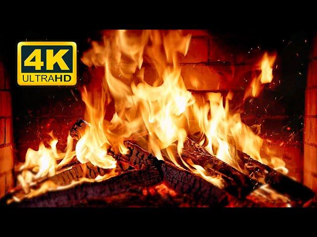  Cozy Fireplace 4K (12 HOURS). Fireplace with Crackling Fire Sounds. Crackling Fireplace 4K