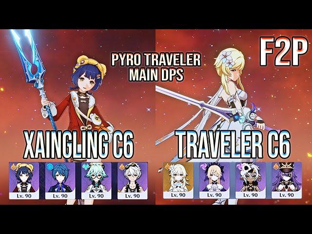 F2P Xiangling C6 National & Traveler C6 Main DPS Spiral Abyss Floor 12 Genshin Impact