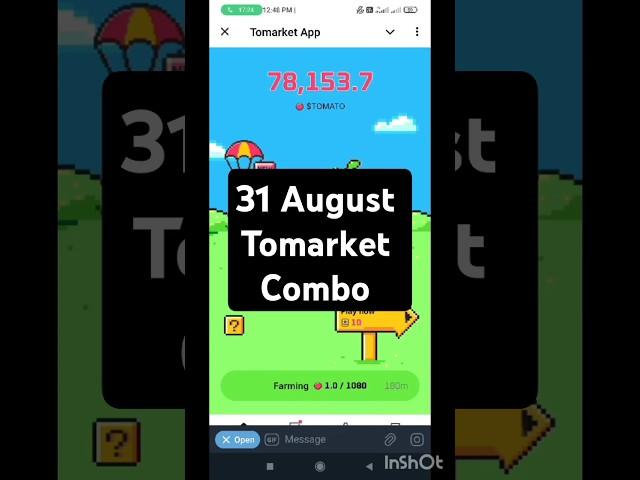 Tomarket combo today | Tomarket 31 August daily combo | tomarket combo