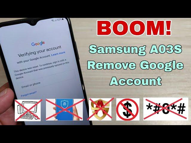 New Method!!! Samsung A03s (SM-A037F), Remove Google Account, Bypass FRP. Without PC.