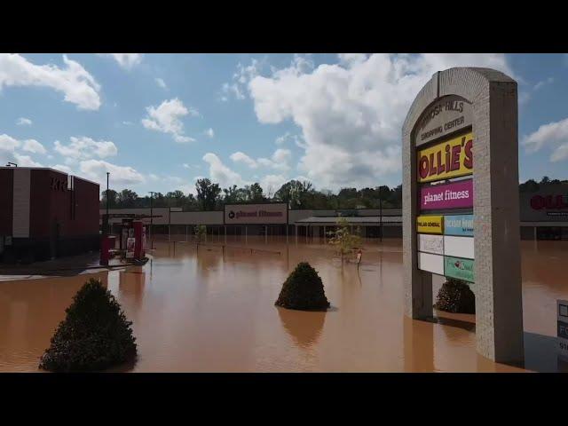 Morganton flooded along US 70, with Hurricane Helene remnants