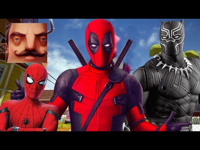 Hello Neighbor - New Secret Neighbor Black Panther Deadpool Spider-Man Crash Bandicoot Gameplay