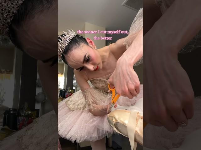 CUTTING OUT OF POINTE SHOES #ballerina#pointeshoes#sewing#balletdancer#reality#balletcore