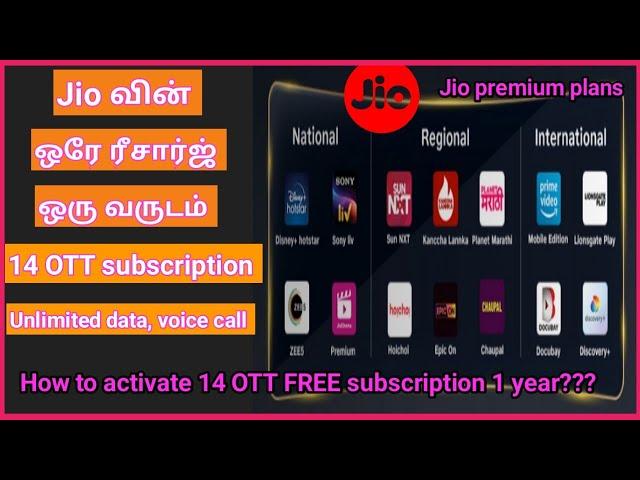 Jio premium plans | 14 OTTs in one jio prepaid recharge | How to activate 14 OTTs subscription free