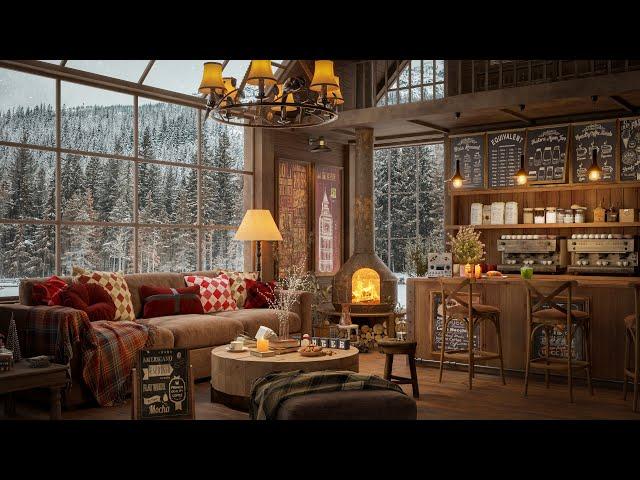 Snowy Day at Cozy Coffee Shop Ambience  Jazz Instrumental Music for Studying, Working & Relaxing