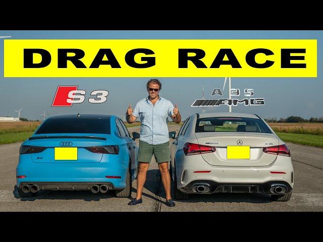 2022 Mercedes A35 AMG vs Audi S3, the unthinkable happens. Drag and Roll Race.