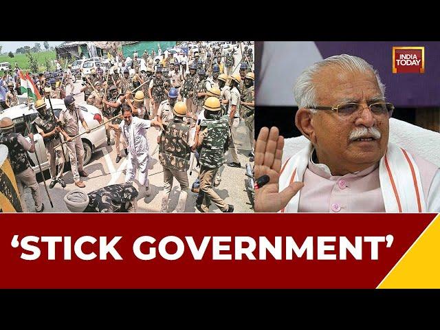 Police Lathi Charge Protesting Farmers In Kurukshetra, Congress's 'Stick Govt' Jibe At Haryana CM