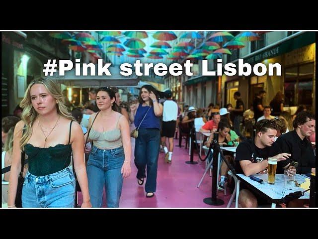 Lisbon, Portugal PINK STREET walking tour.   The most famous bar street  