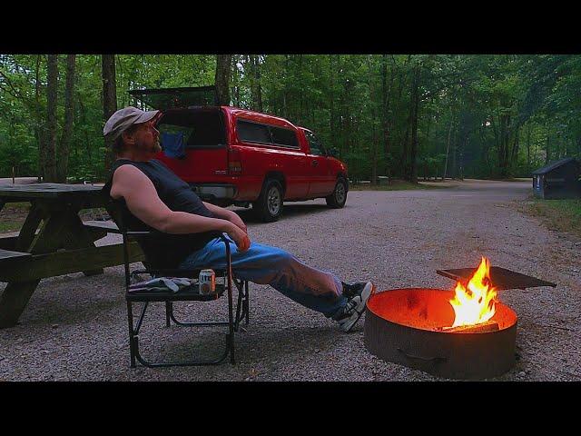 Relaxing by the Campfire: Sriracha BBQ Chicken Skewers: Solo Truck Camping