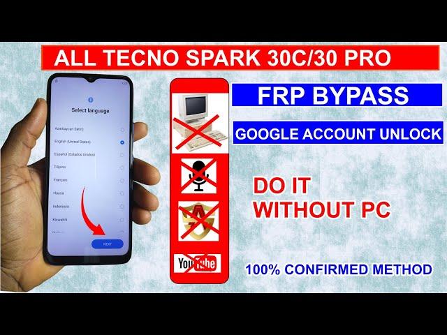Tecno Spark 30c (KL5) Frp Bypass/Unlock Android 14 Without PC - Fix Share Article Not Working 2025