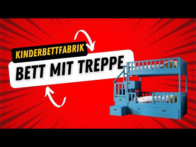 Blaues Etagenbett mit Treppe – Entdecken Sie es bei KinderBettFabrik.de @KinderBettFabrik