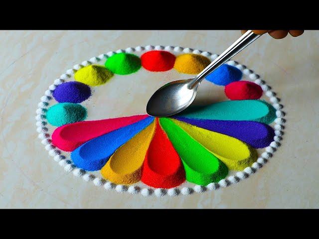 Simple rangoli l Diwali rangoli design l Navratri rangoli designs with colours l रंगोली डिजाइन Kolam