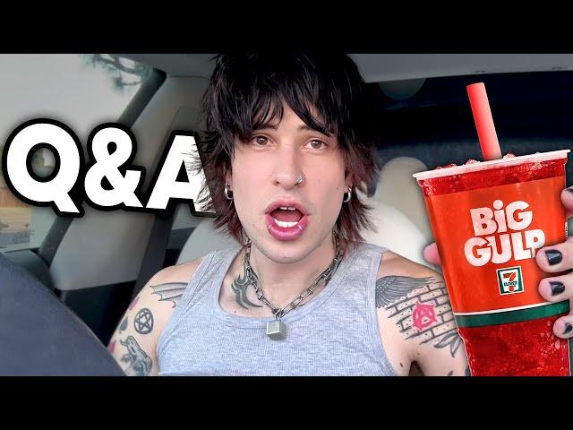 answering questions while chugging a big gulp