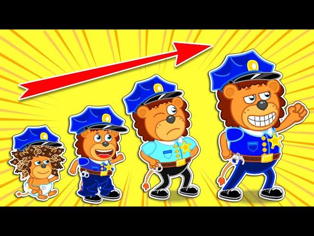 Lion Family | Wants to Be Police Since Childhood. Dream Jobs of Kids | Cartoon for Kids