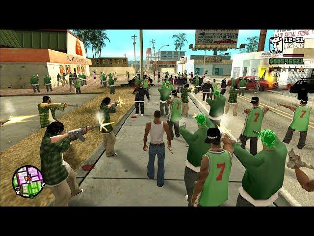 The Biggest Gang War in GTA San Andreas History (100 Grove VS 100 Ballas)