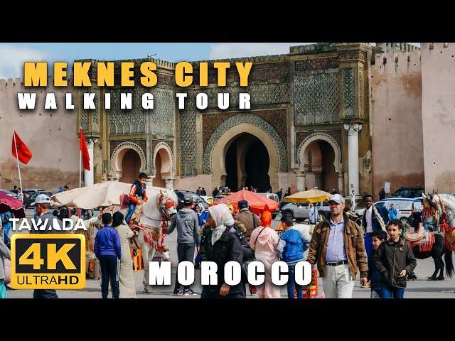 MEKNES city 2023 walking tour - Morocco 4K UHD