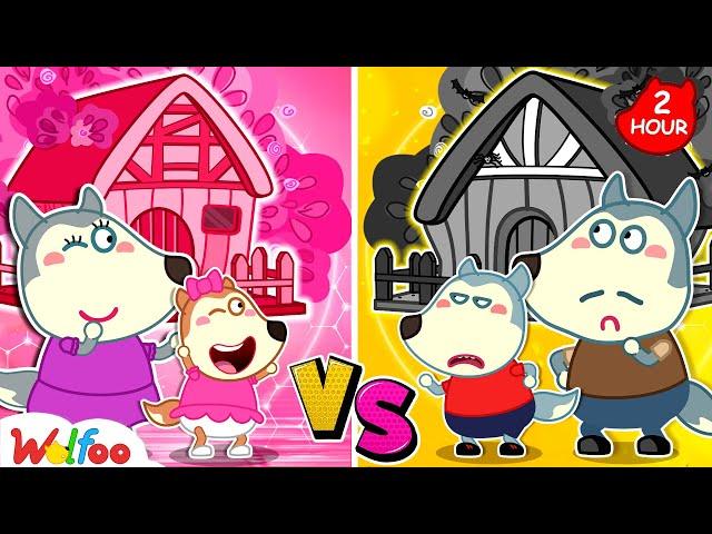 One Colored House Challenge by Wolfoo Family - Kids Make Secret Room in a Treehouse | Video for Kids