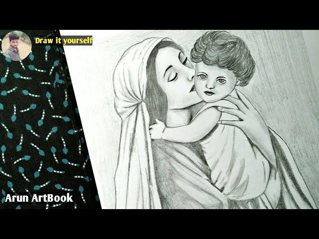 How to draw lord jesus and mother mery | Christmas drawing | Arun ArtBook