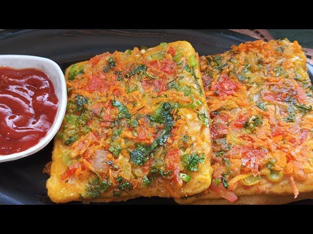 Bread Pudla || Healthy Breakfast Recipe || Vegetable Besan Bread Sandwich || Mahima Kitchen