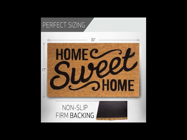 Coco Coir Door Mat with Heavy Duty Backing, Home Sweet Home Doormat, 17”x30” Size, Easy to Clean