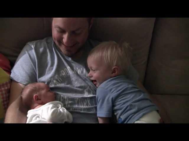 Baby Micah Laughing Hysterically at Newborn Sister