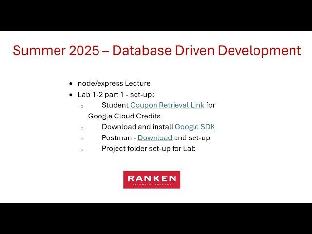 Day 5 - Node / Express Lecture - Summer 2025 – Database Driven Development