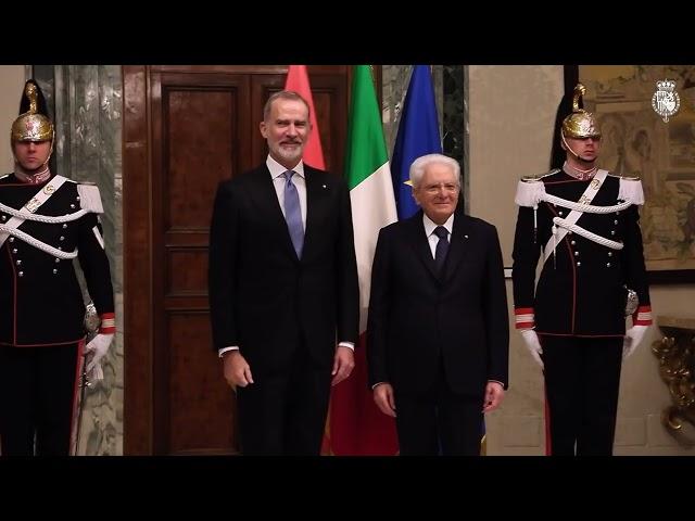 SS.MM. los Reyes son recibidos oficialmente por el Presidente de Italia en el Palacio del Quirinal