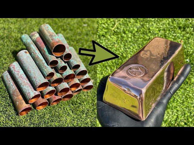 Melting Copper - Backyard Bullion - ASMR Metal Melting - Huge Copper Bar - BigStackD Casting