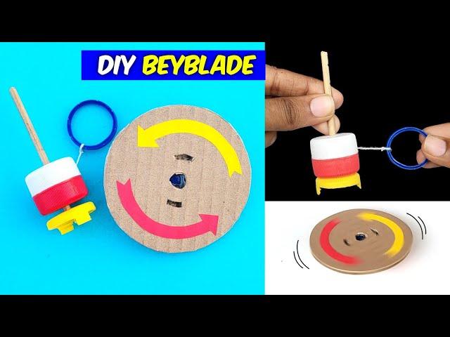 how to make cardboard Beyblade , how to make spinning top at home , bottle cap spinner making