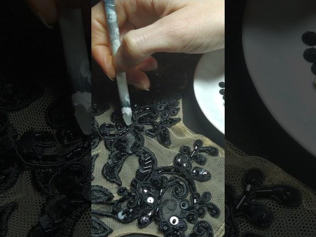 Hand embroidery tutorial. Black wedding dress #shorts