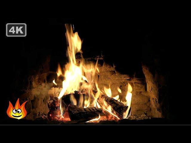 Ancient Fireplace with Crackling Fire and Thunder Sounds (4K Ultra HD)