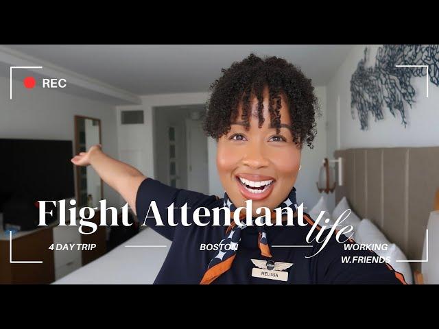 Flight Attendant Life| COME TO WORK WITH ME! FOUR DAY BOSTON TRIP! WORKING WITH FRIENDS