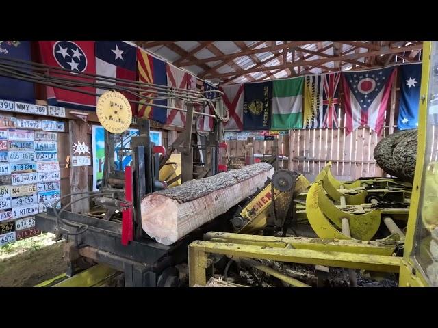 sawing a white pine log into a 6x6 and a 4x6 # 584