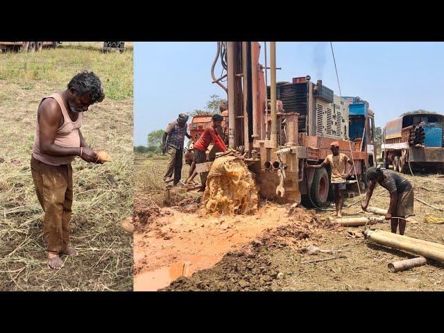 Borewell Drilling - 10 Hp water journey 305 Feet Deep Boring | Coconut water checking method | Pump