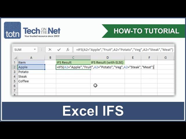 How to use the IFS function in Excel