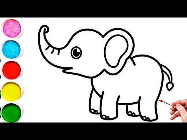 Cute Elephant Drawing, Painting & Coloring For Kids and Toddlers_ Kids Art