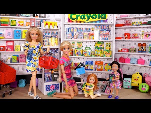 Barbie & Ken Doll Family Miniature School Supplies Shopping