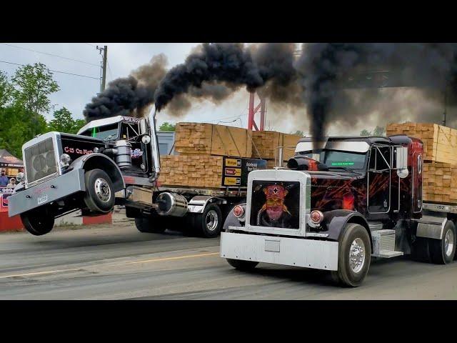 2024 Great Lakes Big Rig Challenge Loaded Uphill Semi Drag Racing. Onaway Michigan.