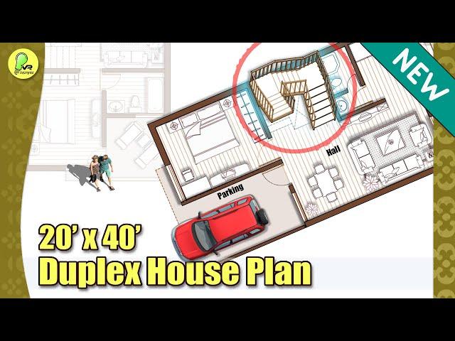 20×40 duplex house design, 3 bhk with car parking, 20 by 40 house plan, 20*40 home plan