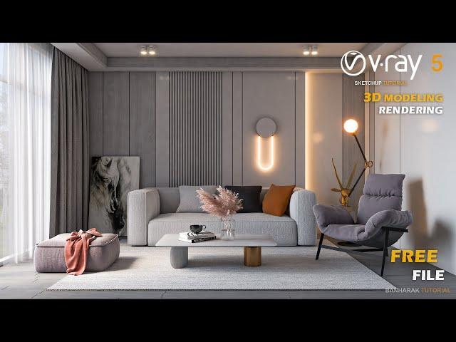 Modern Living room | Interior Design | Vray 5 Sketchup interior  #30