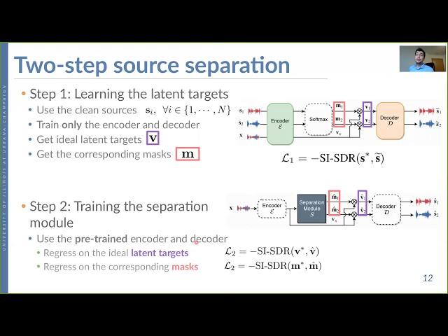 Two-Step Sound Source Separation: Training on Learned Latent Targets (ICASSP 2020 presentation)