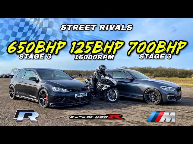 700BHP STAGE 3 M140I v GSXR 600 v FULLY BUILT 650BHP GOLF R