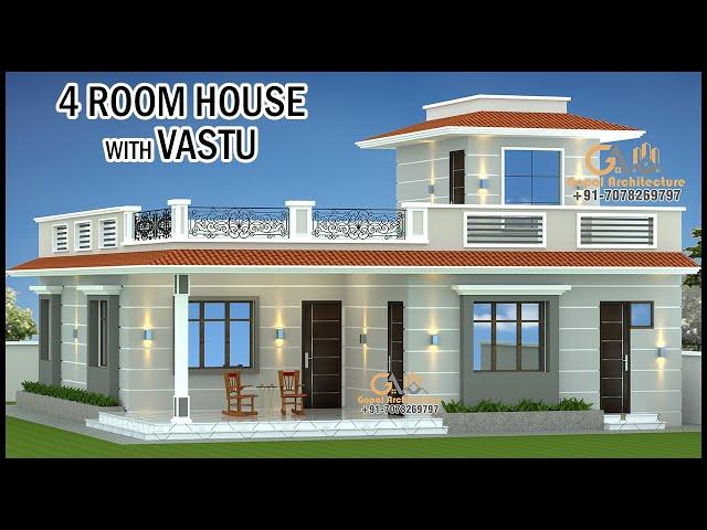 4 Room With Verandah North Facing House Plan With Classic Elevation Design | Gopal Architecture 2.0