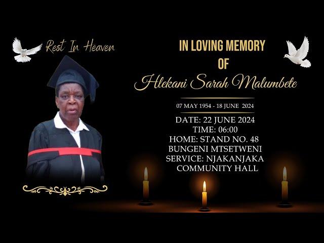 FUNERAL SERVICE OF HLEKANI SARAH MALUMBETE