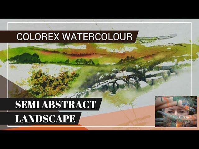 Cow Parlsey and Gorse Colorex liquid Watercolour. Semi abstract landscape.